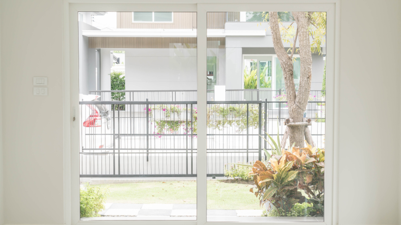 Empty door in living room interior background